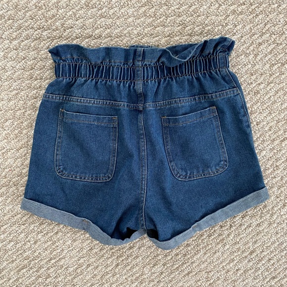 High Waist Paperbag Denim Shorts - Picture 2 of 5